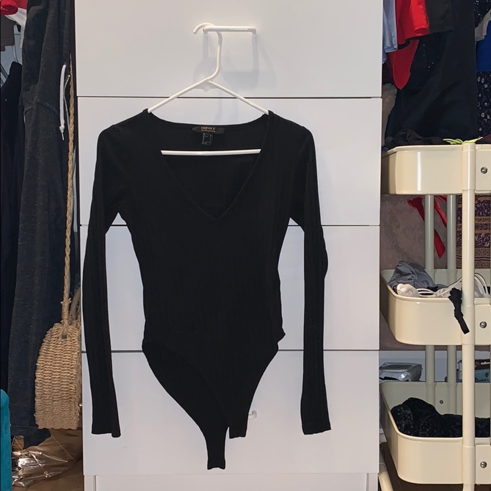 Black V-neck Bodysuit